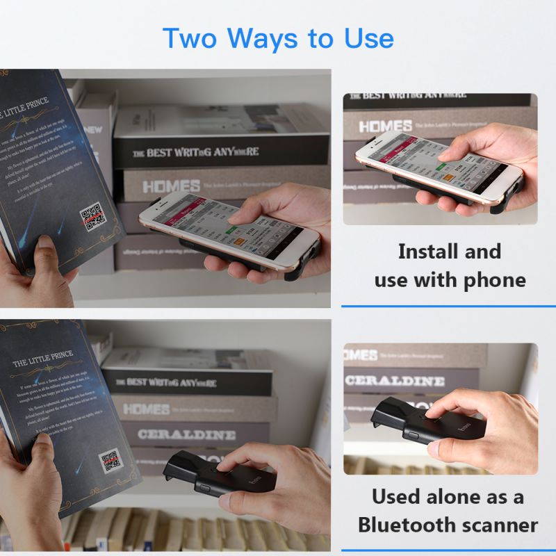 Eyoyo 2D Bluetooth Barcode Scanner, Portable Back Clip Wireless 1D 2D QR Barcode Reader PDF417 Data Matrix Code Image Scanning Compatible with iPhone, Android, iOS
