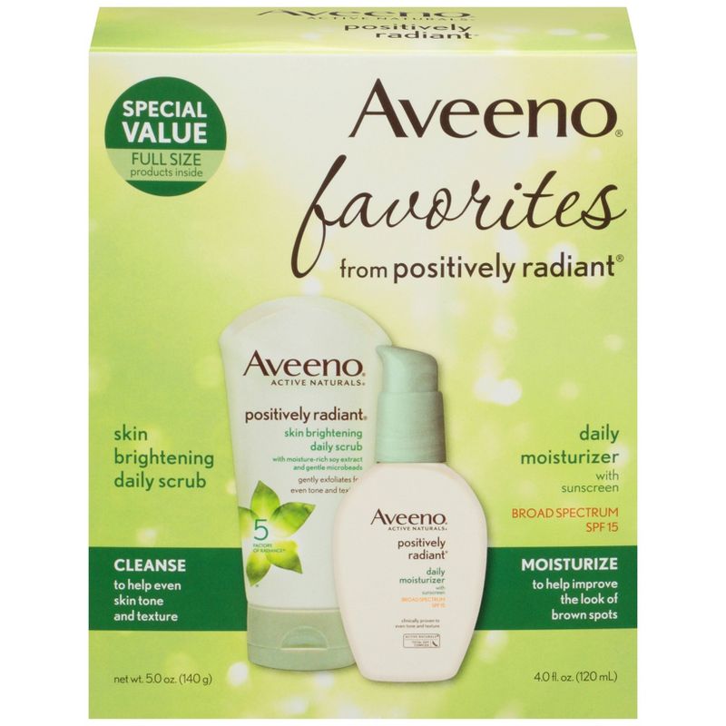 Aveeno Positively Radiant Gift Set Face Scrub and Moisturizer - Set of 2