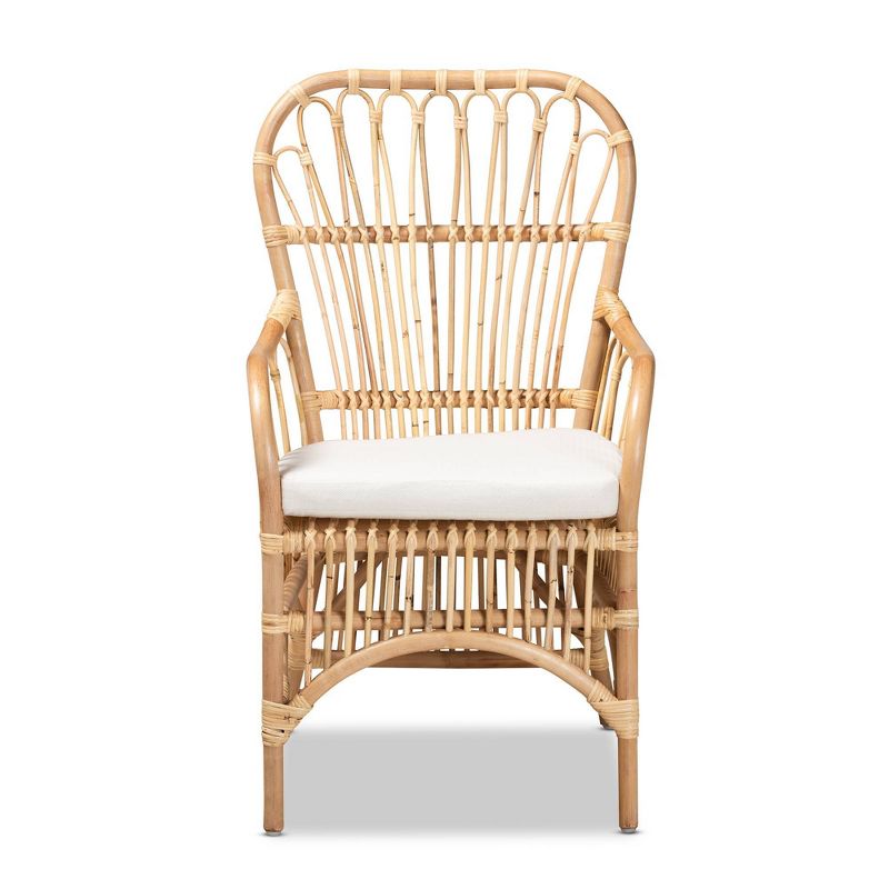 Aya Rattan Armchair Natural/White - Baxton Studio