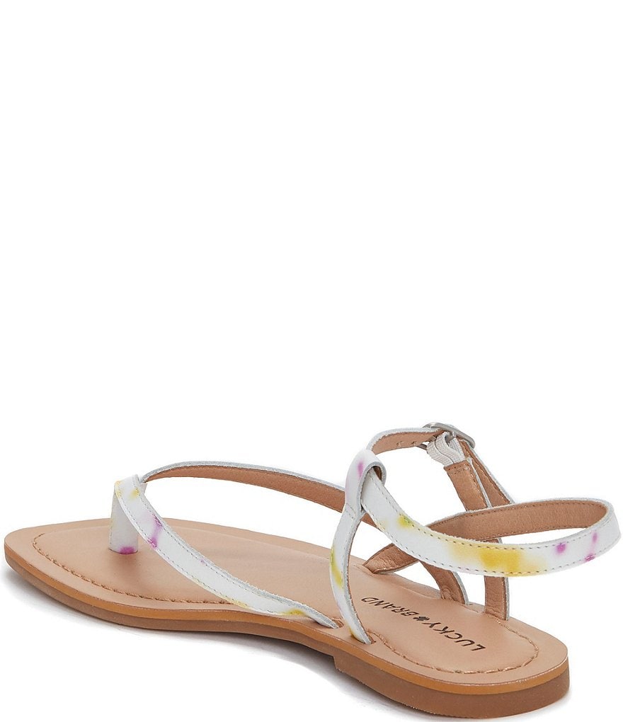 Lucky Brand Bylee Tie-Dye Printed Leather Thong Sandals
