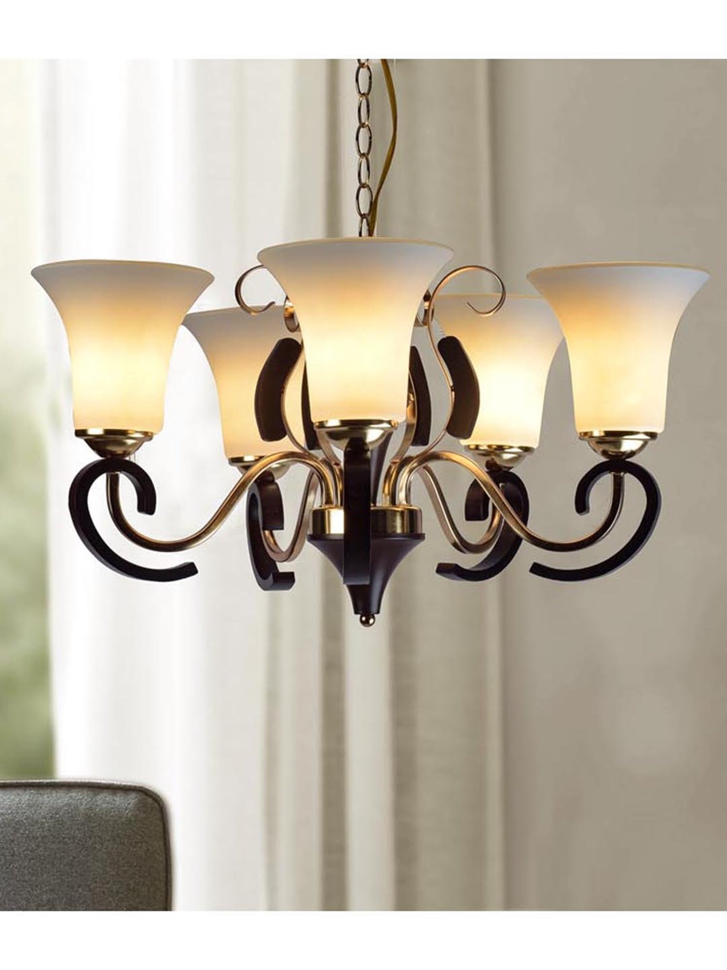 Fos Lighting Antique Brass Finish Allure 5 Light Chandelier - Set of 1
