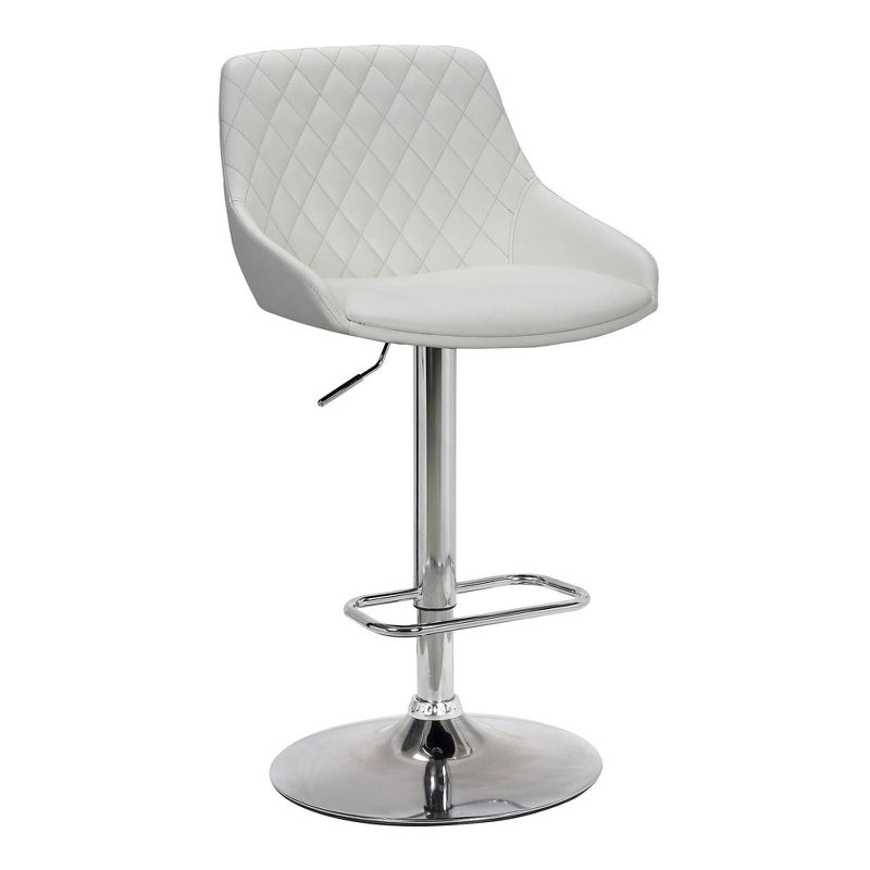 Anibal Contemporary Adjustable Barstool Chrome/White - Armen Living