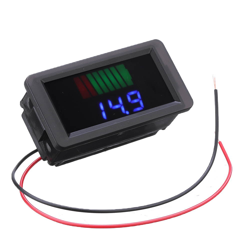 5Pcs Waterproof 12-60V Electric Universal Battery Voltage Meter Battery Power Indicator 12V/24V/36V/48V - Blue