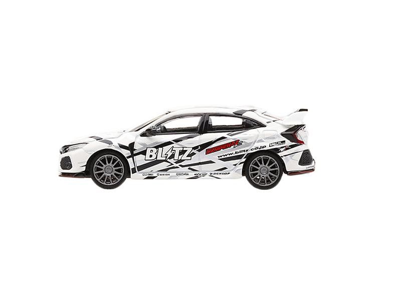 Honda Civic Type R (FK8) RHD White "BLITZ" Limited Edition to 1,200 pcs 1/64 Diecast Model Car by True Scale Miniatures