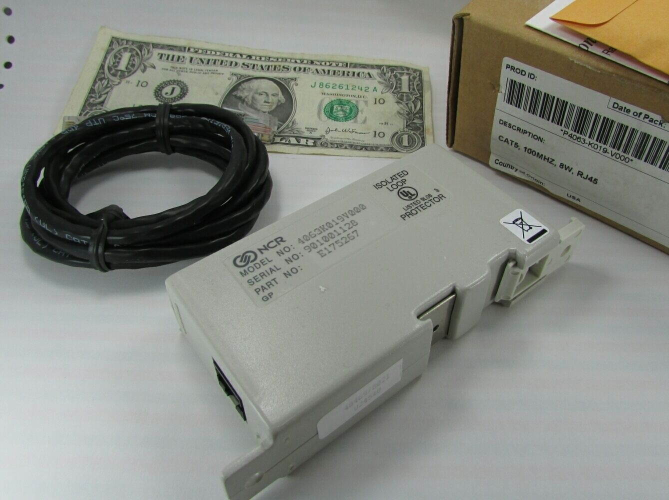 NCR Isolated Loop Protector Cat5 RJ45 100 Mhz E174267 P4063-K019-V000 DIN Rail