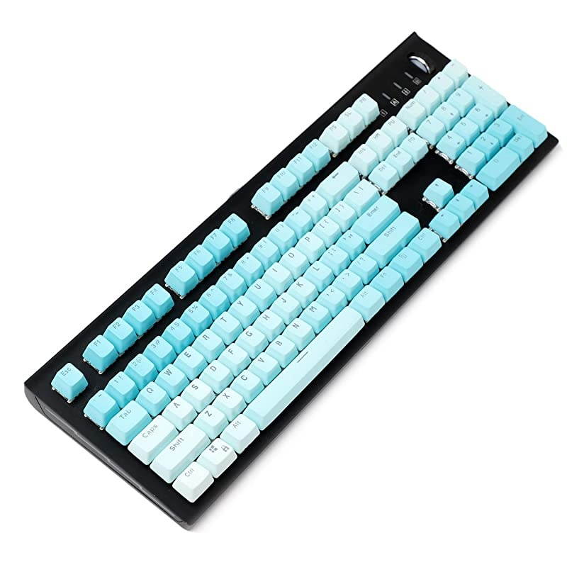 Double Shot 104 Dyed PBT Shine Through Keyset OEM Profile Keycap Set for Cherry MX Switches Mechanical Keyboard 104 87 61,Blue Gradient (Only Keycap)