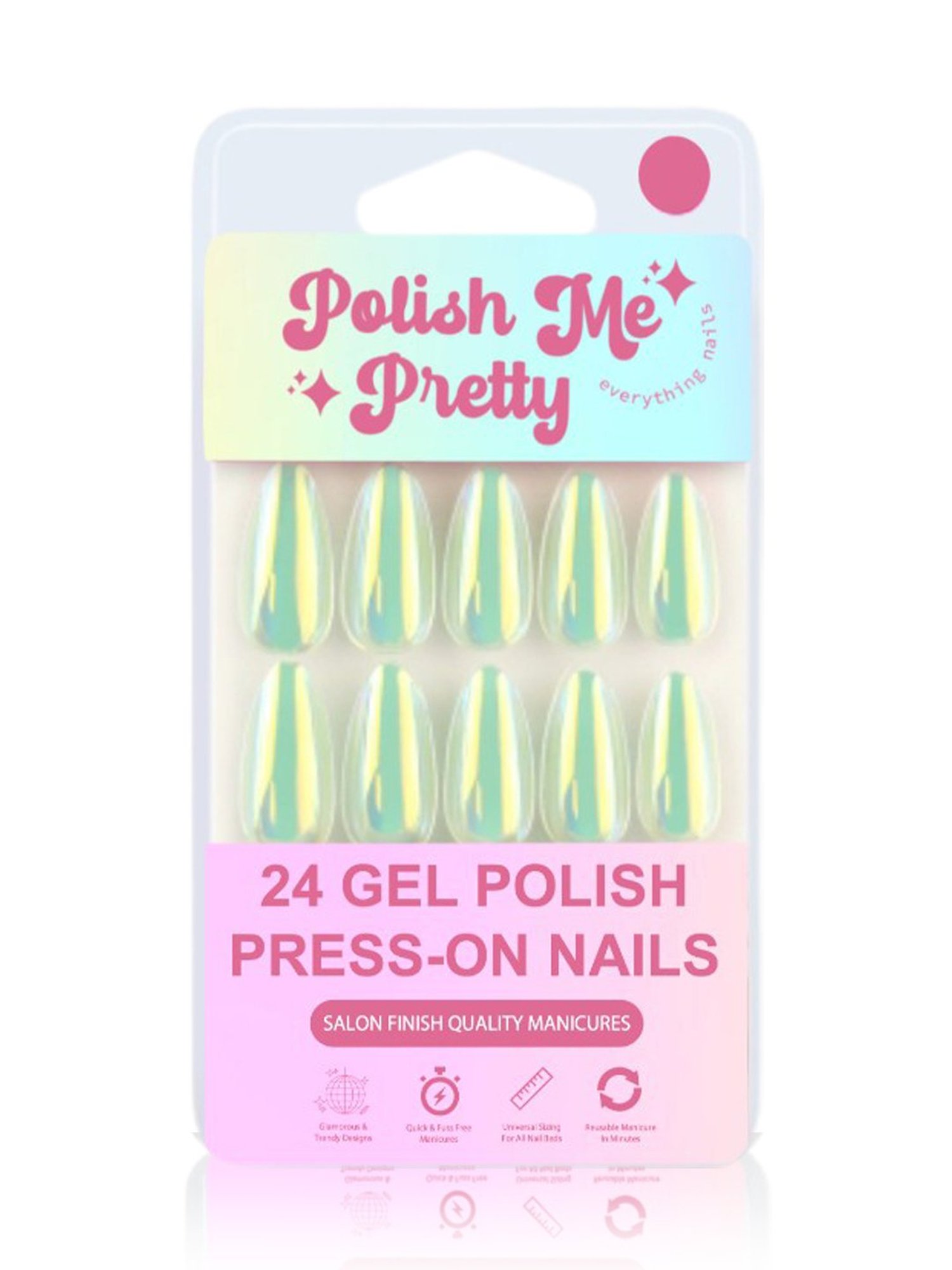 Polish Me Pretty Gel Polish Press On Nails Teal Tunes - Set of 24