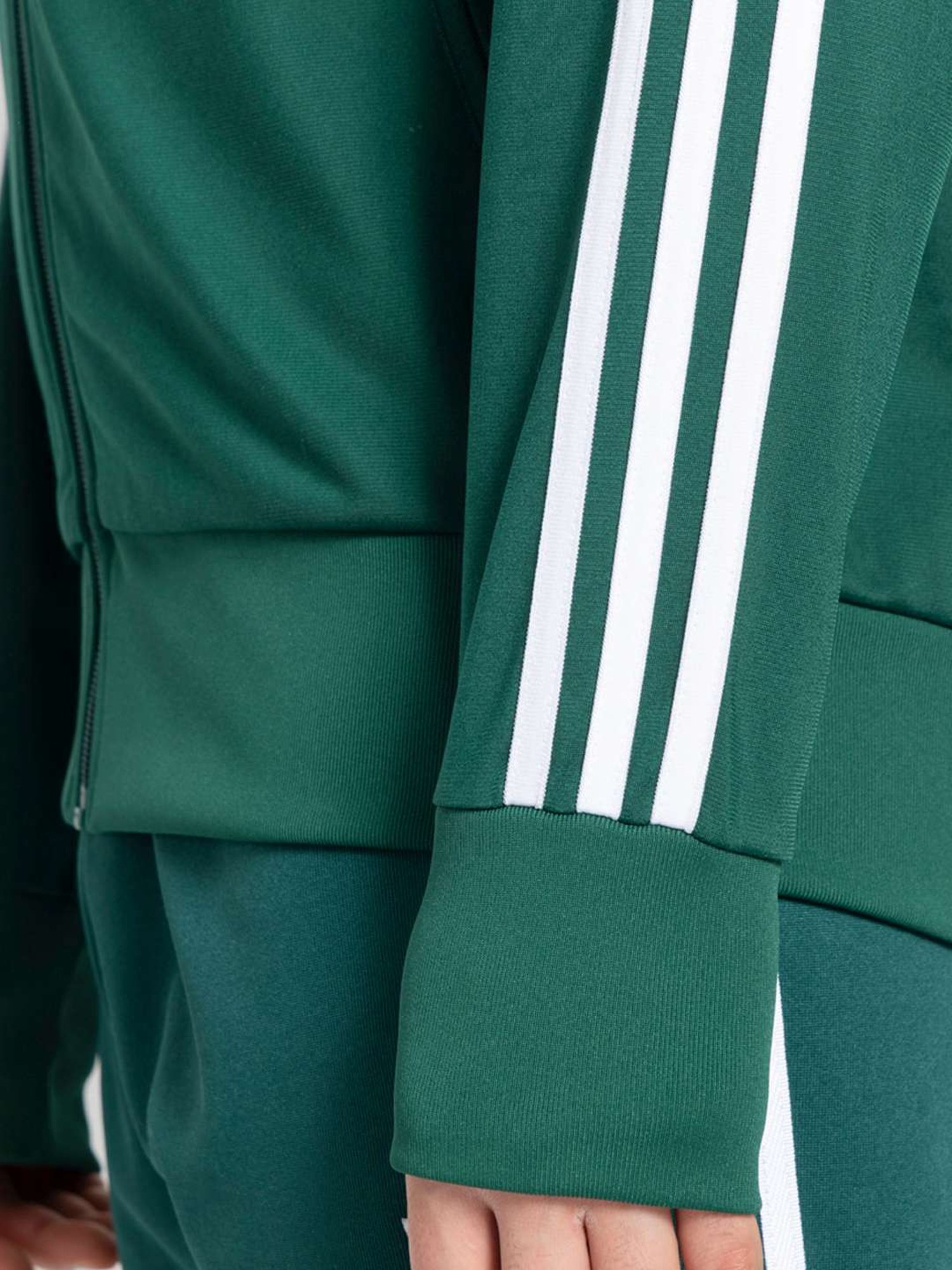 Adidas Originals Green Regular Fit Striped Sports Jacket