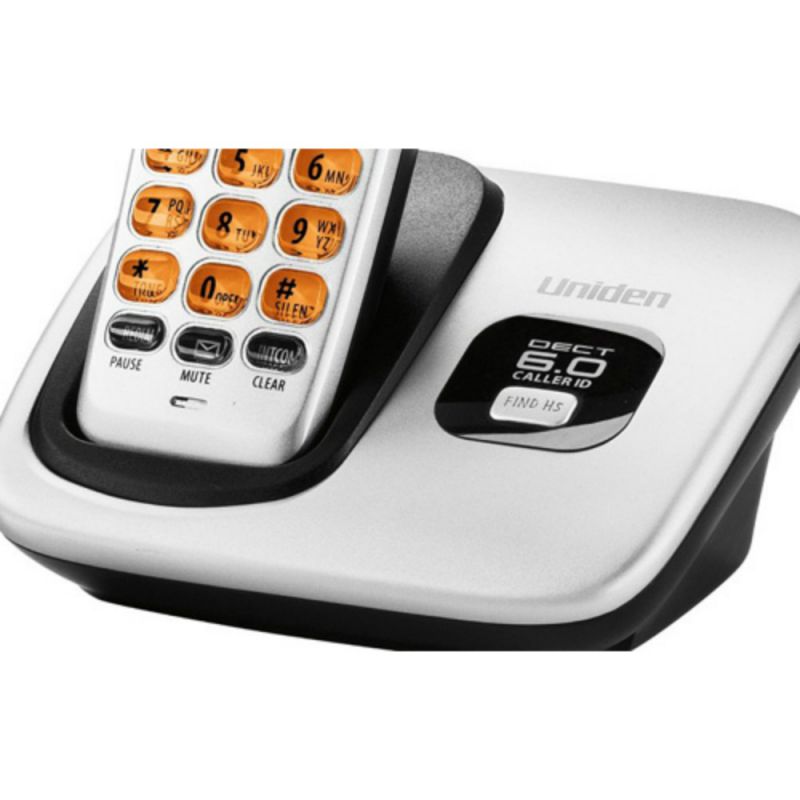 Uniden D1760-3-R Cordless Phone w/Orange Backlit Display & 2 Extra Handsets