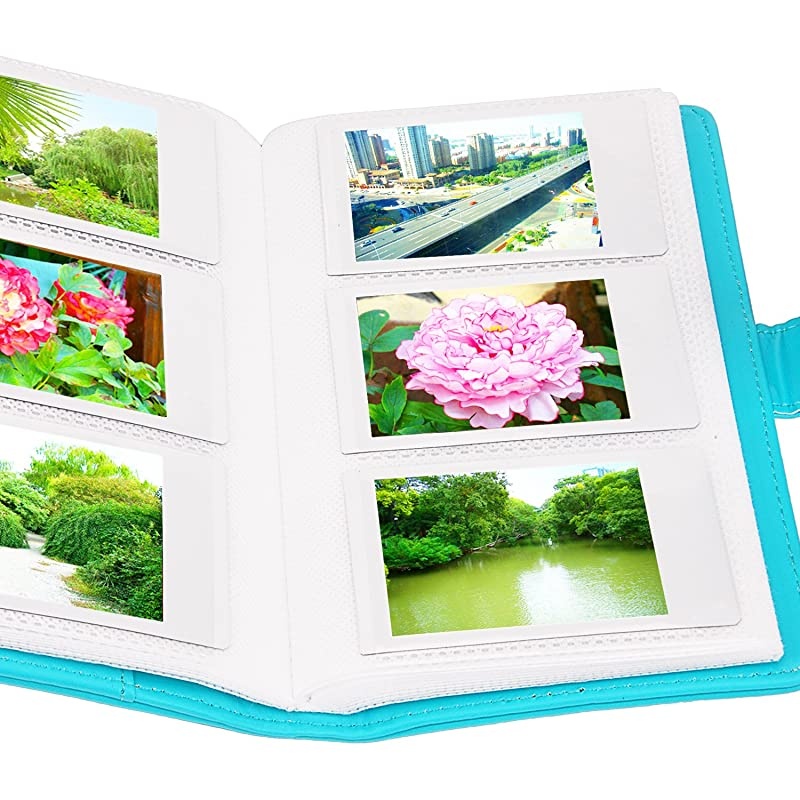 Wallet PU Leather Photo Album Compatible with Fujifilm Instax Mini Instant Film Azure Blue