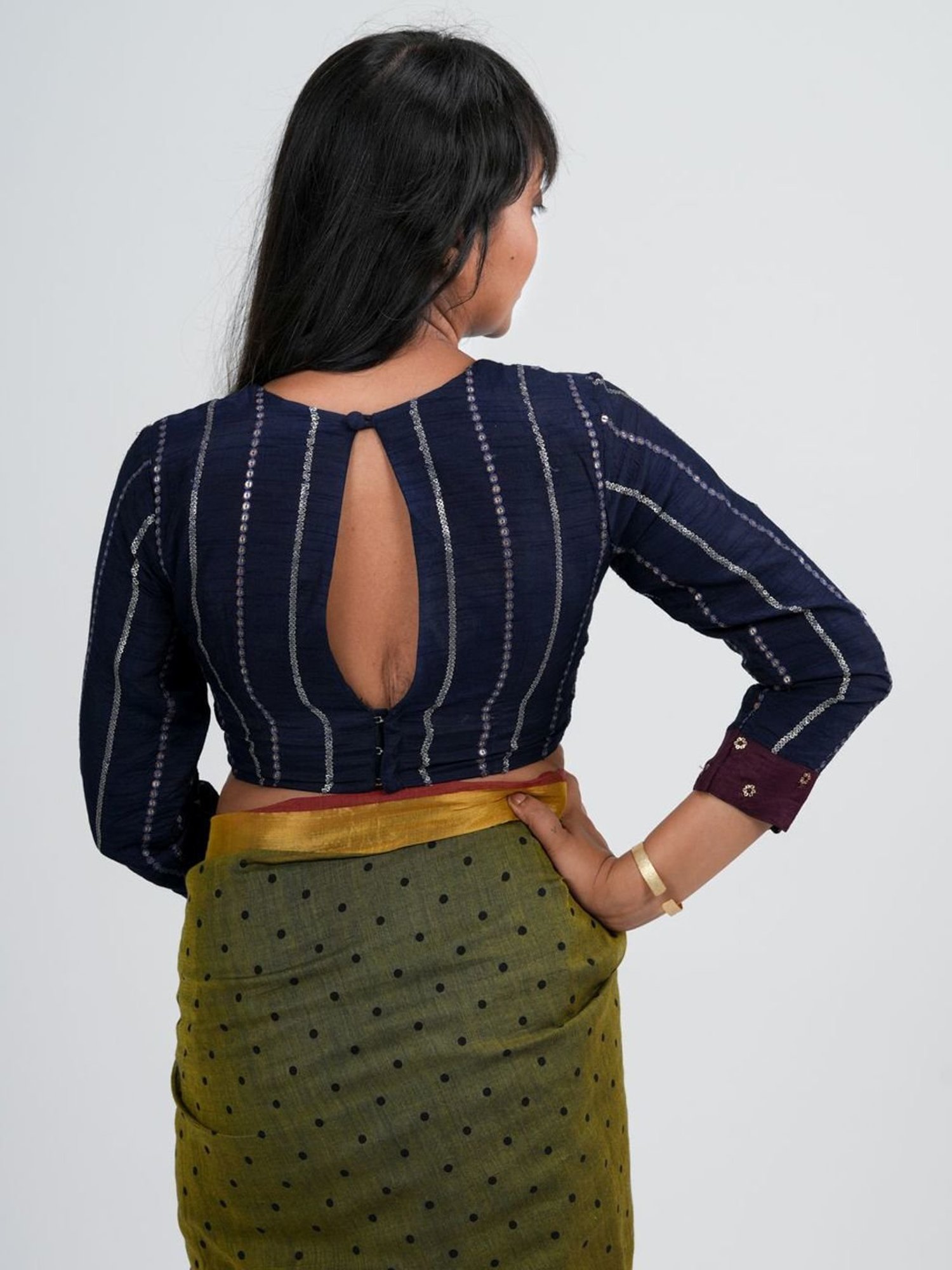 Suta Navy & Purple Embellished Blouse