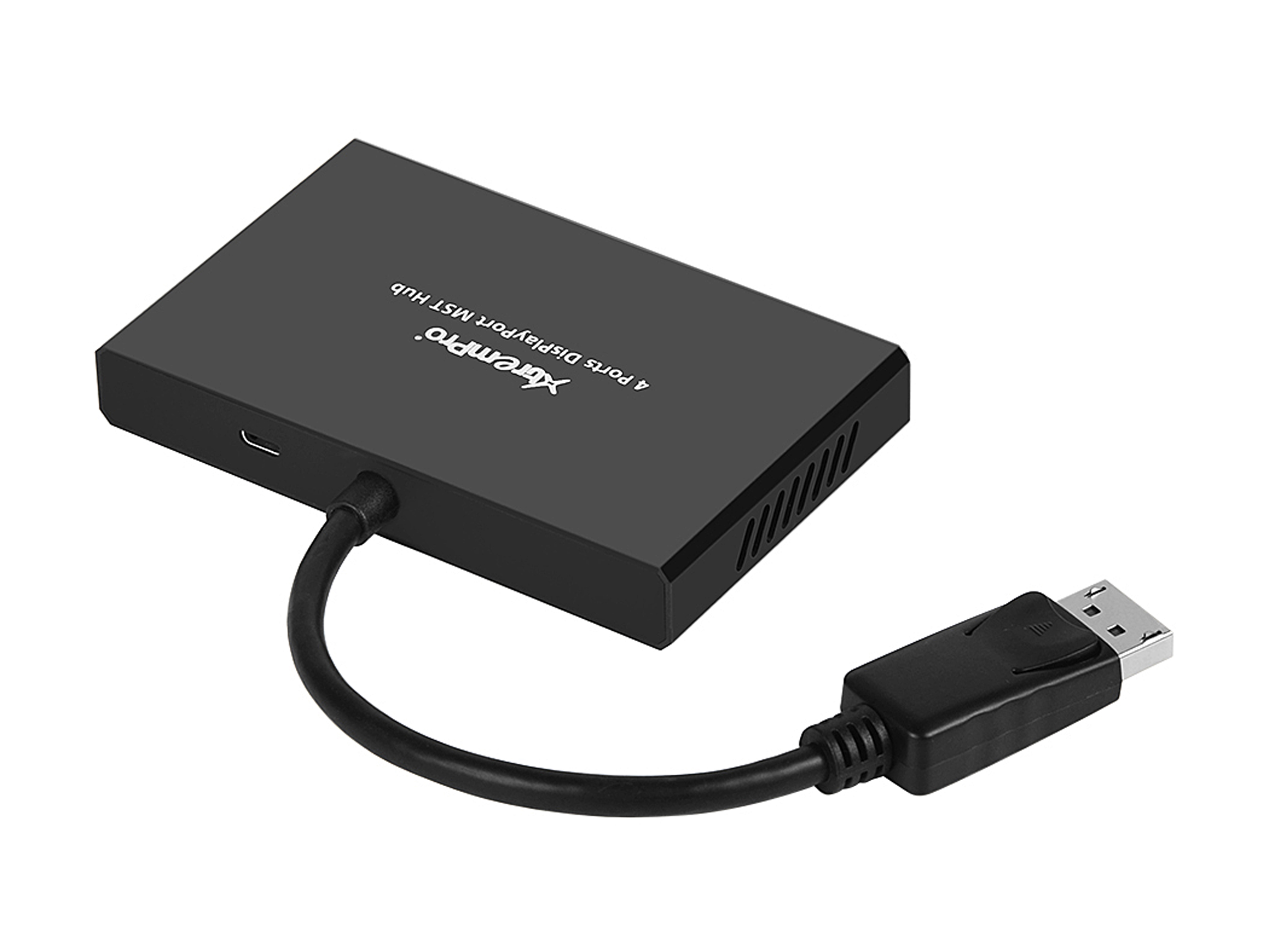 XtremPro 61071 4 Port DisplayPort 1.2 to DisplayPort Multi Stream Transport MST Hub 1x4, 1 input 4 output DisplayPort Splitter, Up to 21.6 Gbps for Windows PCs - Black