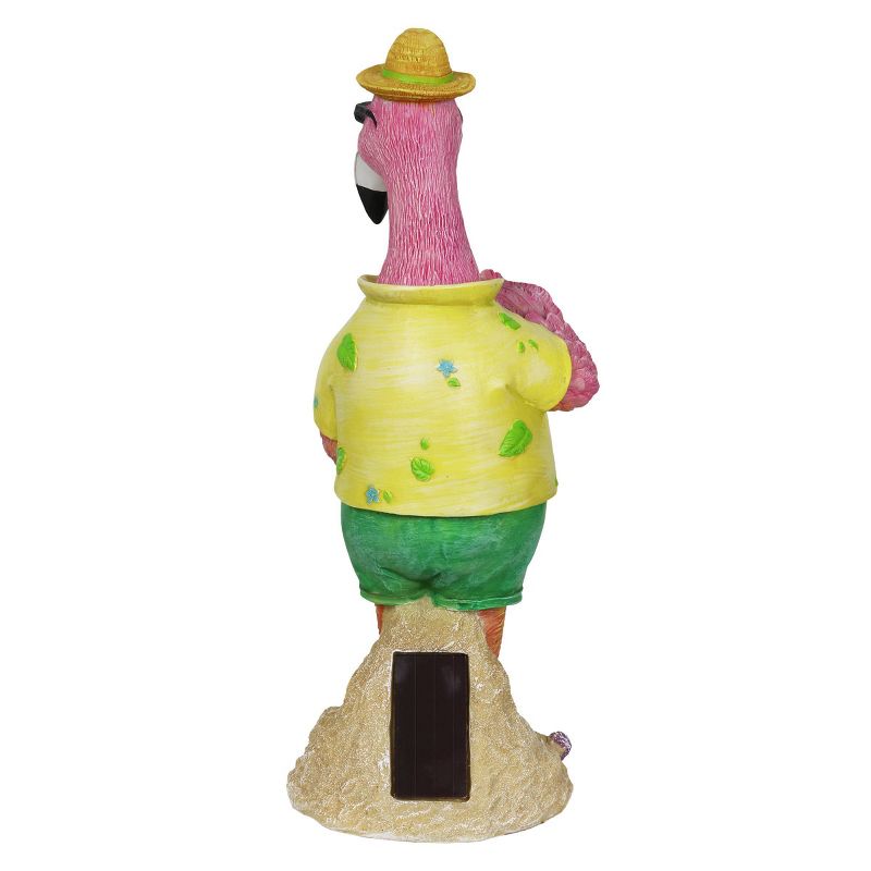 13" Solar Flamingo With Firefly Resin Jar - Exhart