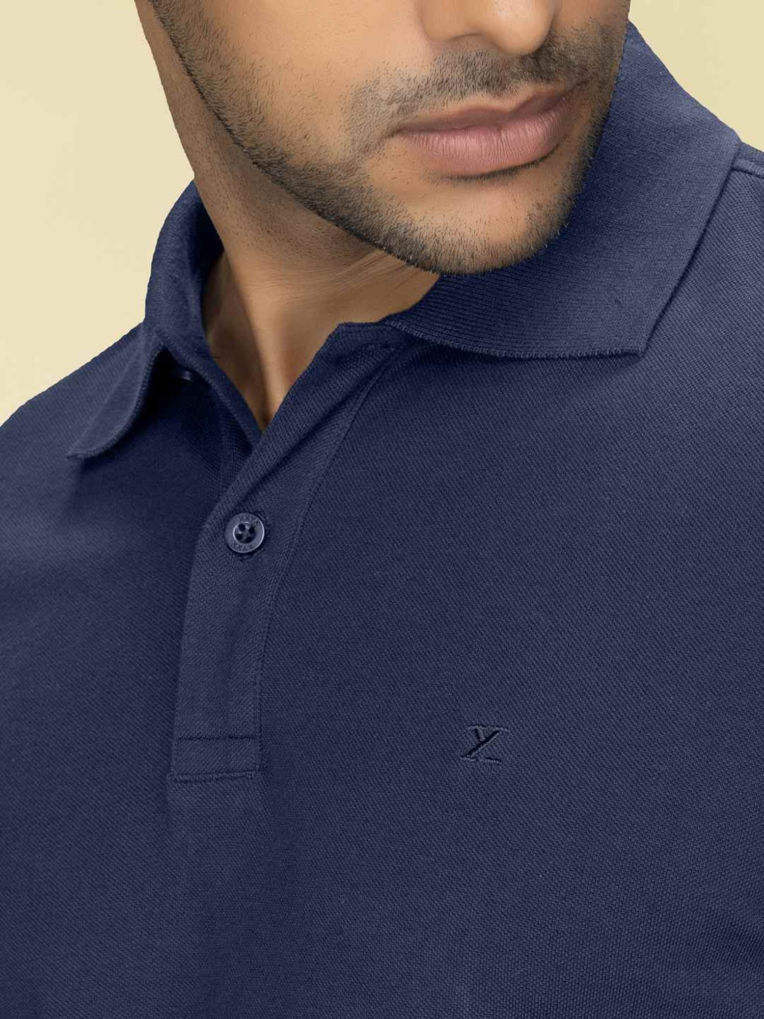 XYXX Midnight Blue Cotton Regular Fit Polo T-Shirts