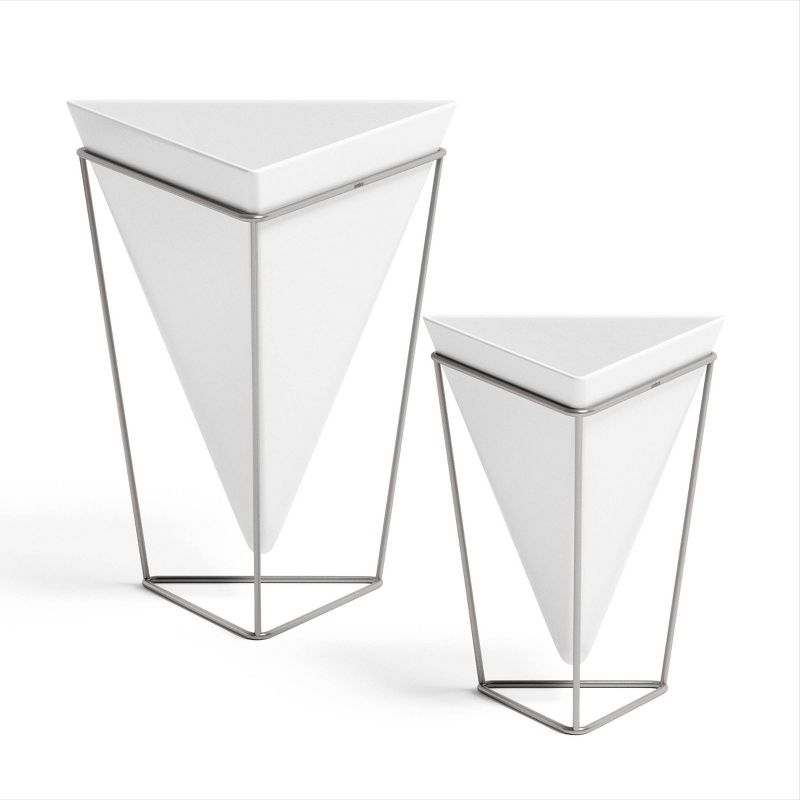 Set of 2 Trigg Tabletop Vessels White/Nickel - Umbra