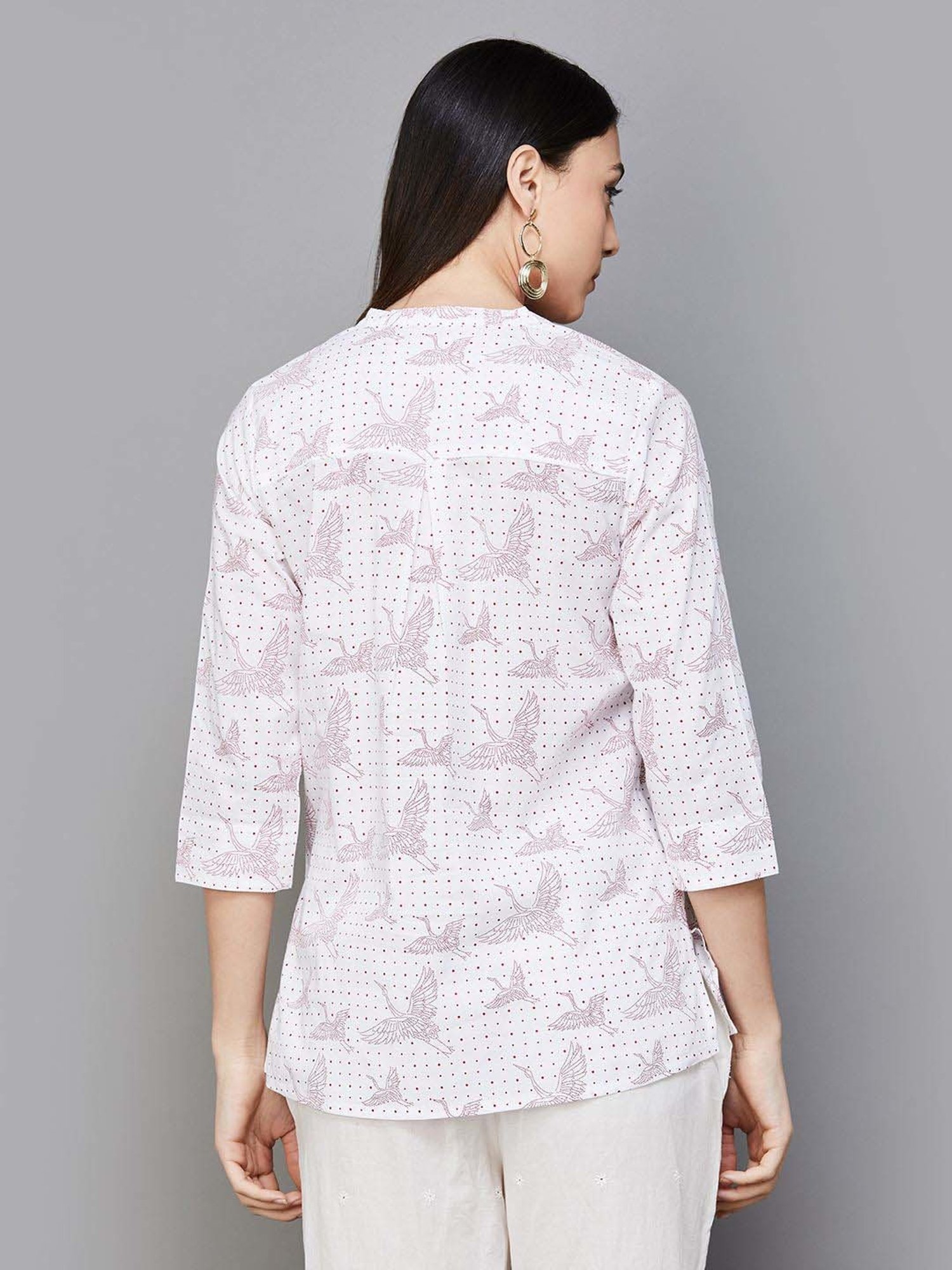 Melange by Lifestyle White Cotton Printed Tunic