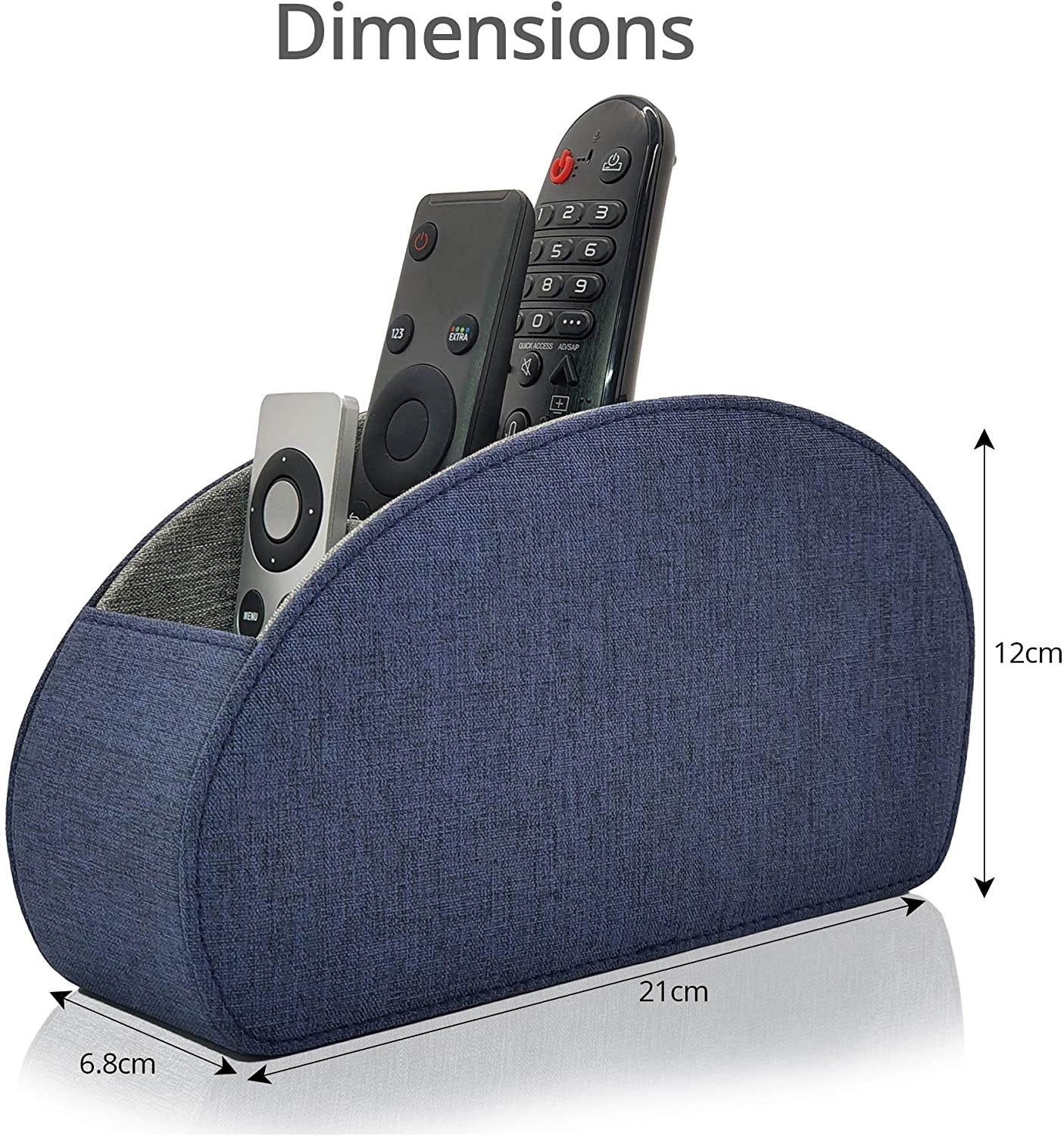 Fabric Remote Control Holder Storage Caddy and Desk Organiser 5 Compartments for TV, DVD, Blu-Ray Remotes - CEG10 Fine Fabric Pepper Red by Connected Essentials (Oxford Blue)