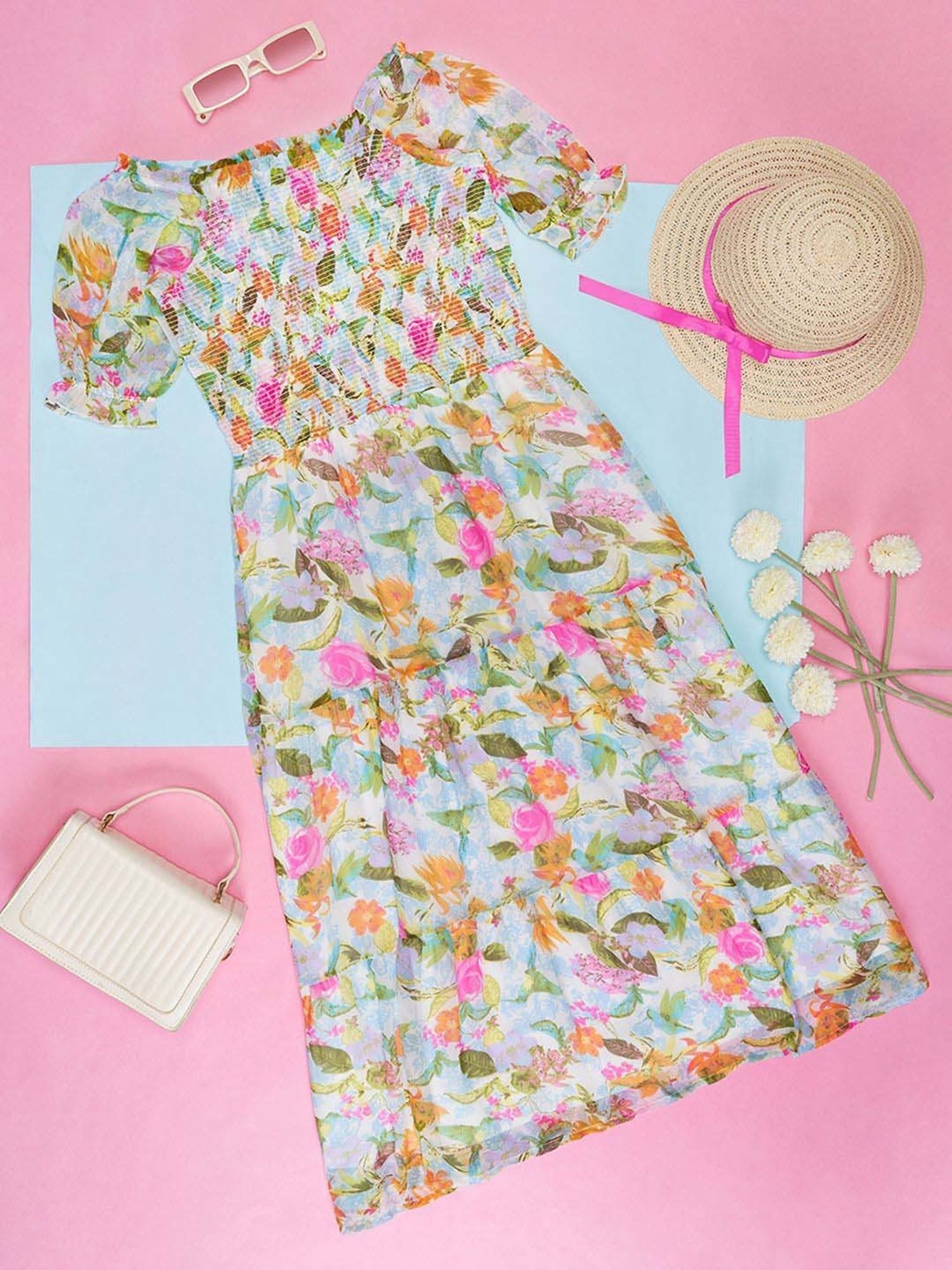 Pantaloons Junior Multicolor Floral Print Dress