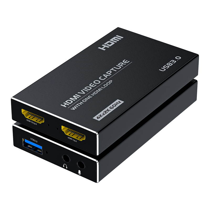 4K HDMI Video Capture Card USB3.0 1080p 60Hz Capture Card Screen Dongle Game Streaming Live Broadcasts Video Recording With Video HDMI Loop Out Audio Microphone Input For Linux Mac OS Windows PS4