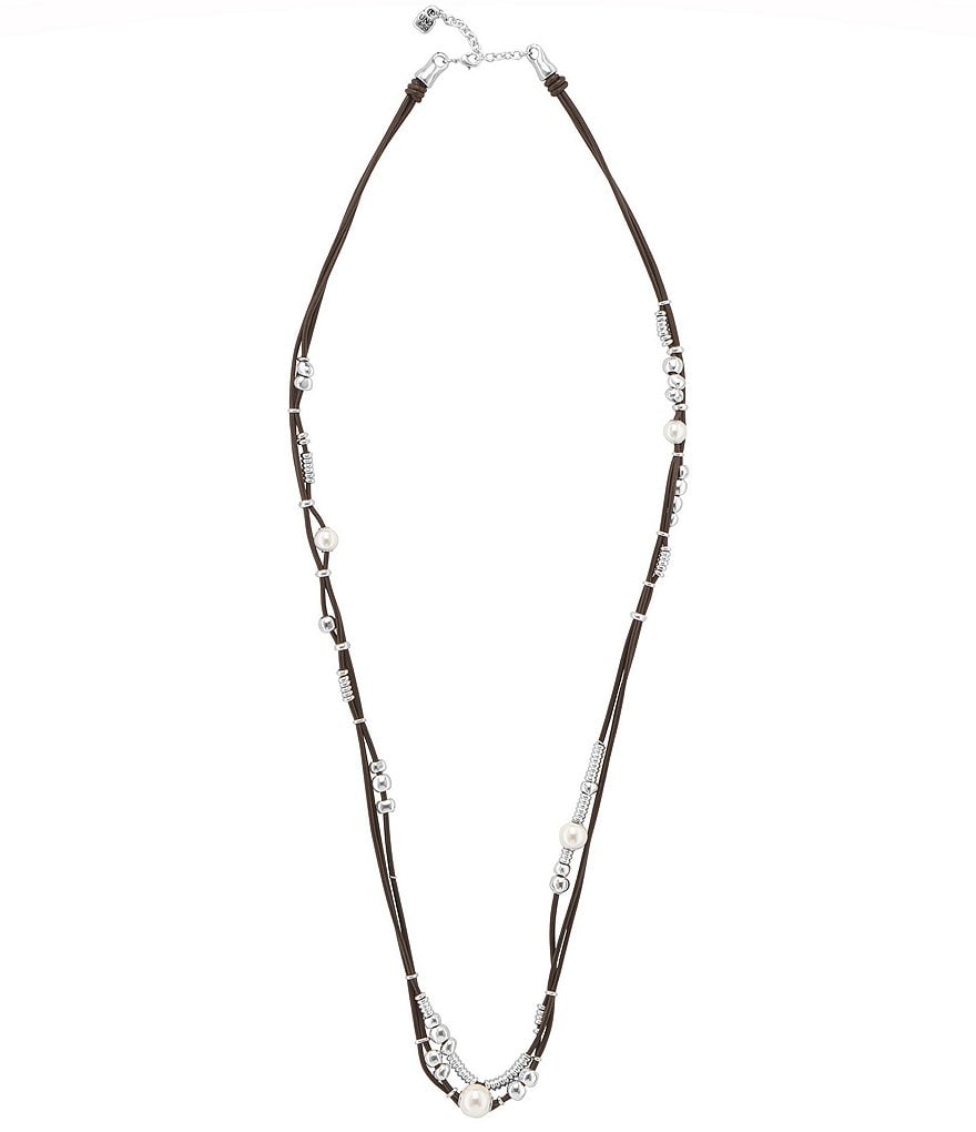 UNOde50 Leather Pearl Silver-Plated Beads Necklace