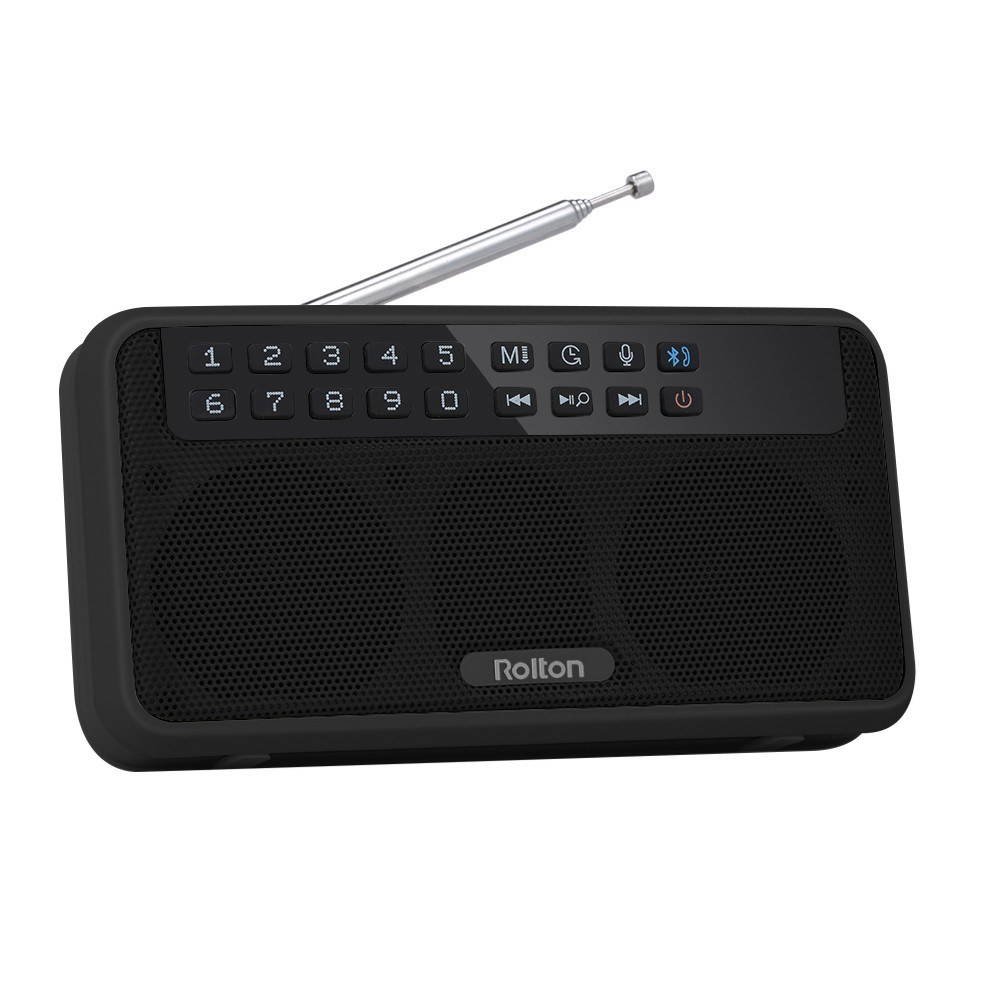 Rolton E500 Wireless Bluetooth Speaker 6W HiFi Stereo Music Player Portable Digital FM Radio w/ Flashlight LED Display Mic Support Hands-free Record TF Music Play