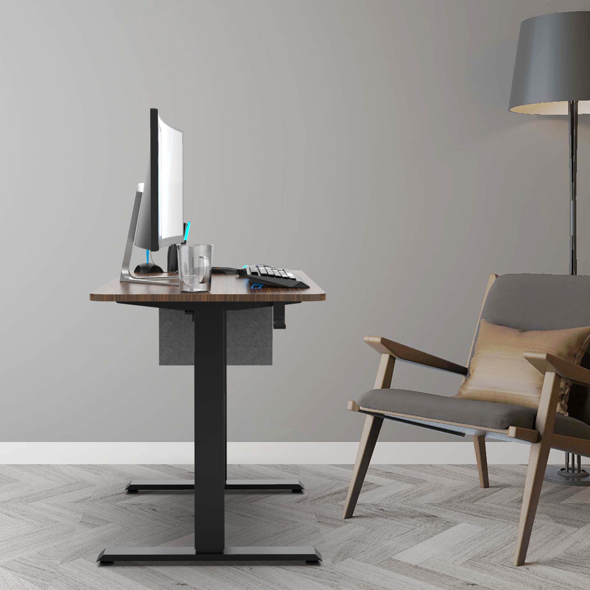 48" Height Adjustable Electric Gaming Desk Home Office Table with Headset Hook and Storage Bag