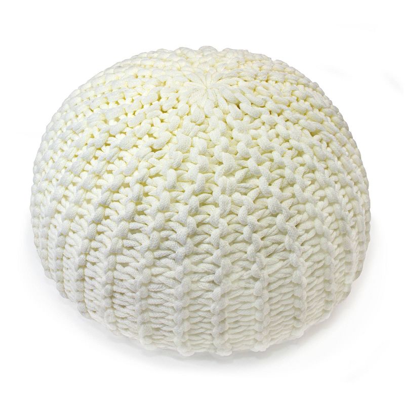 Hand Crochet Floor Pouf Cream - Gold Medal Bean Bags