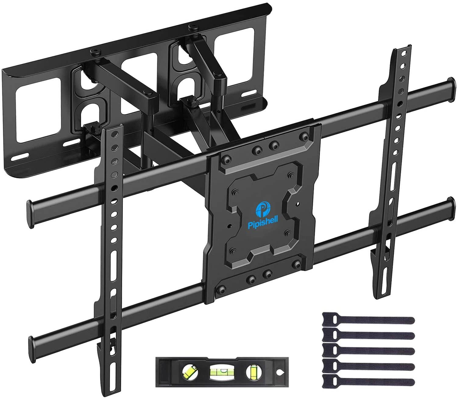 Full Motion TV Wall Mount Bracket Dual Articulating Arms Swivels Tilts Rotation for Most 37-70 Inch LED, LCD, OLED Flat Curved TVs, Holds up to 132lbs, Max VESA 600x400mm