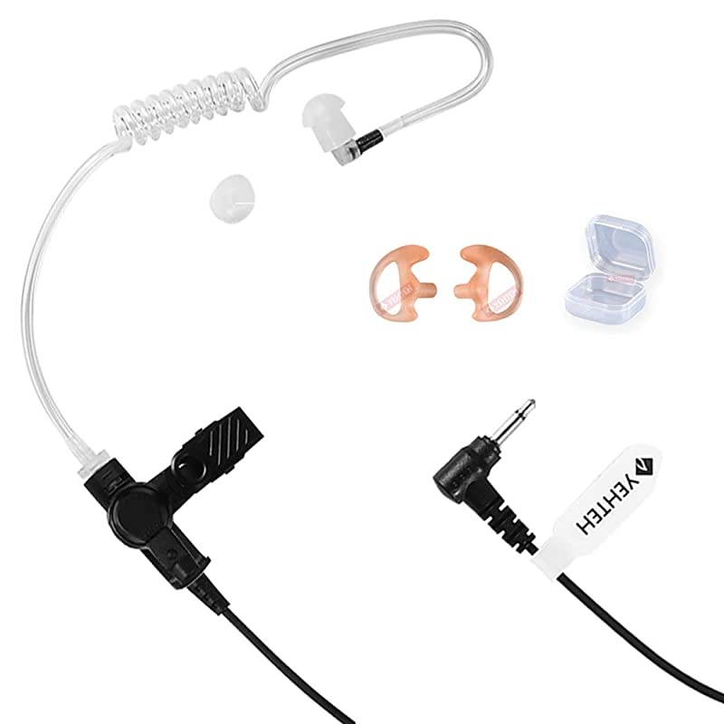 3.5mm 1 Pack  Listen Only Earpiece, Acoustic Tube Surveillance Earphone, 3.5mm Receive only Headset Compatible with Two Way Radio, Radio Speaker Mics Jacks. (Includes 1 Pair M Size Earmold).