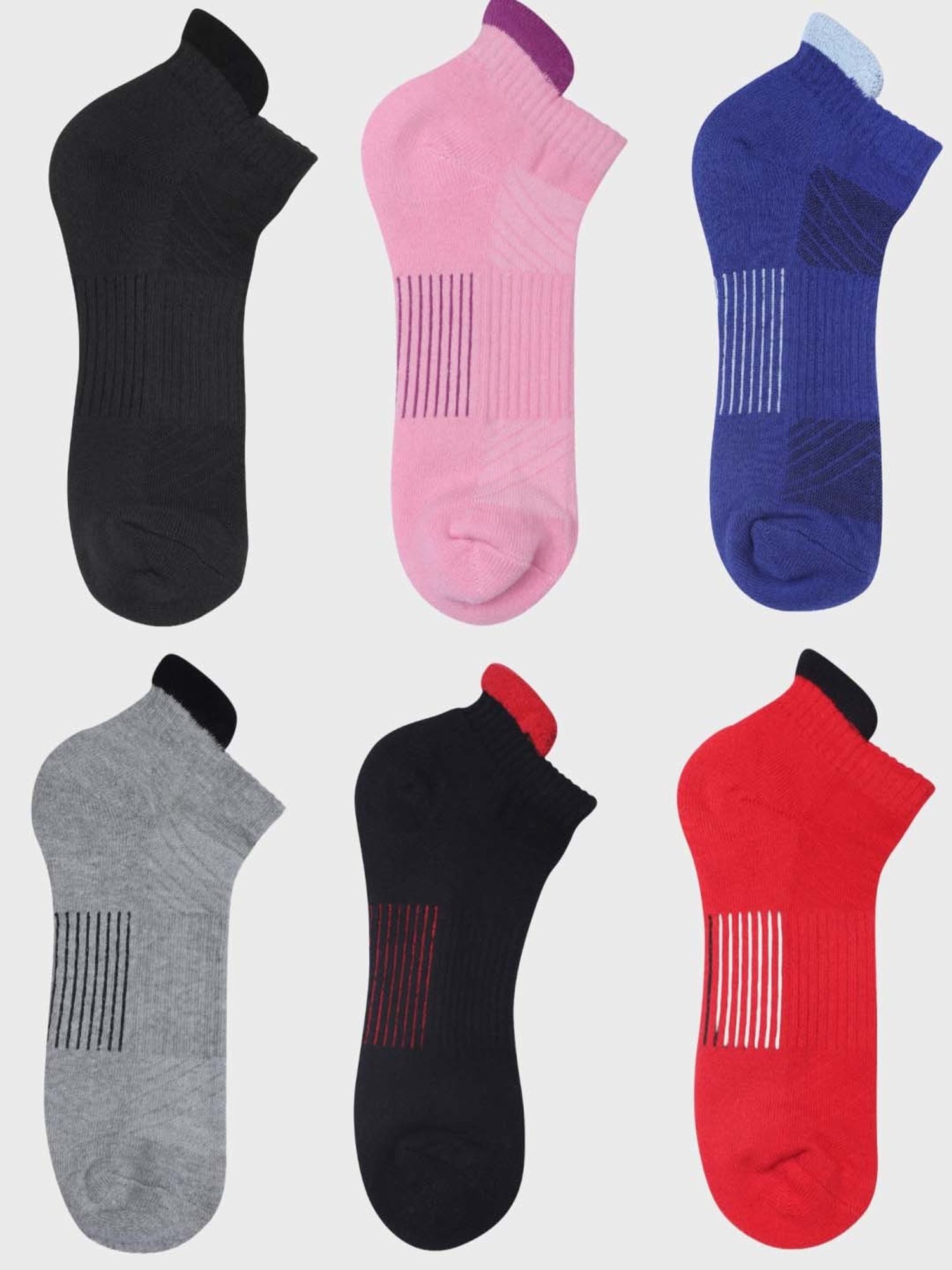 NEXT2SKIN Assorted Color Cotton Ankle Socks - Pack Of 6