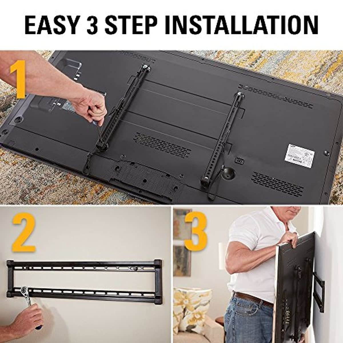 SANUS TV Wall Mount - Universal Low Profile Fixed TV Mount Bracket for 40" - 80" Flat Screen TVs - Features Slim 1&rdquo; Profile, 3 Step Easy Install - UL Certified- Hardware Included - OLL15-B1