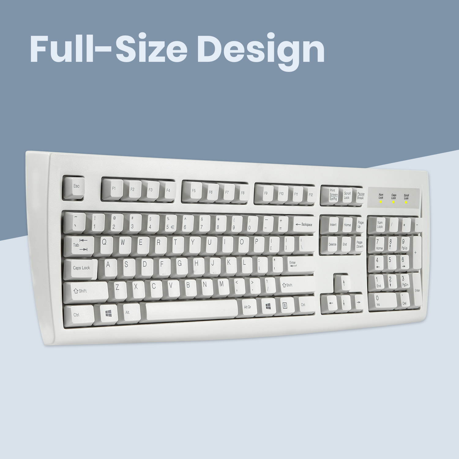 Wired PS2 Full Size Performance Keyboard - White - US English - Perixx PERIBOARD-107W
