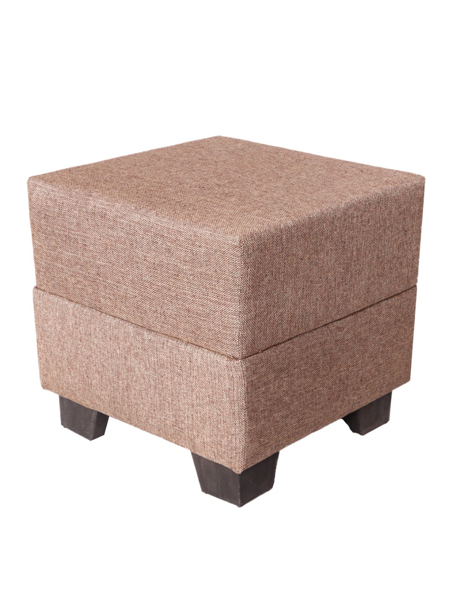 Ikiriya Iris Solid Beige Wood Ottoman