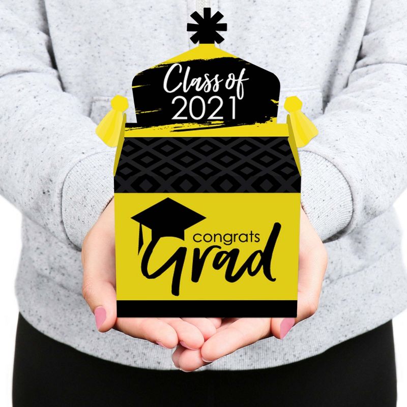 Big Dot of Happiness Yellow Grad - Best is Yet to Come - Treat Box Party Favors - 2021 Yellow Graduation Party Goodie Gable Boxes - Set of 12