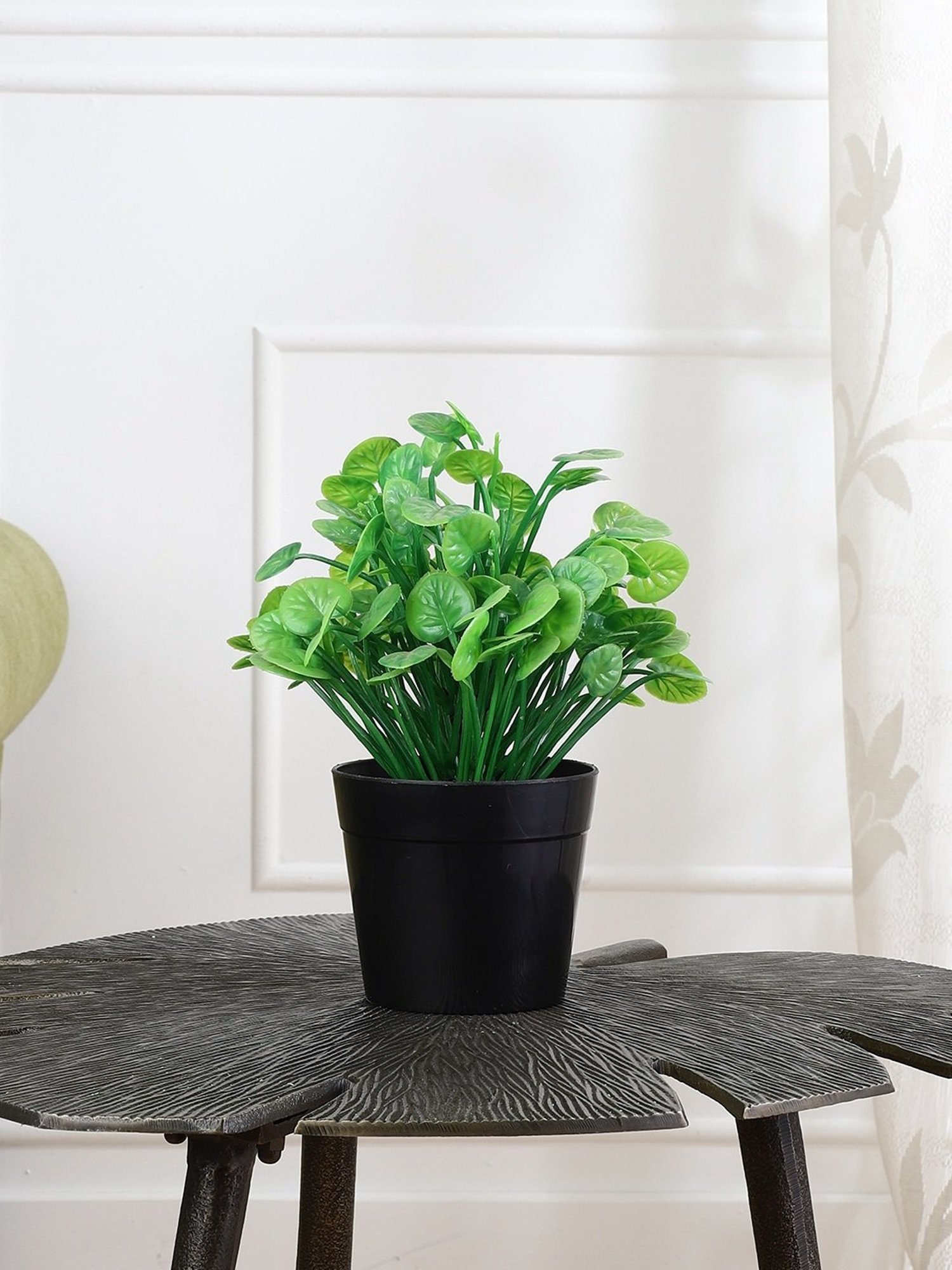 Foliyaj Multicolor Plastic Artificial Water Cress Plant with Pot