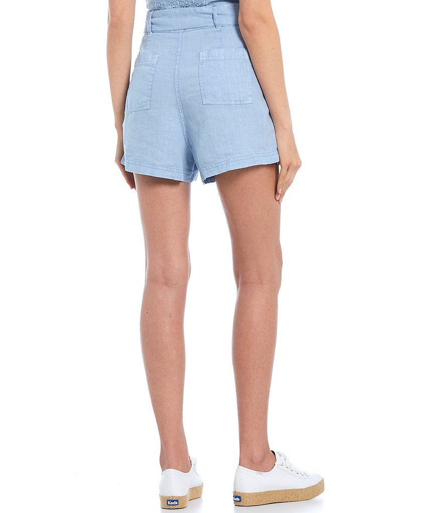 Guess Brynn Tropical Floral Mid Rise Linen Shorts