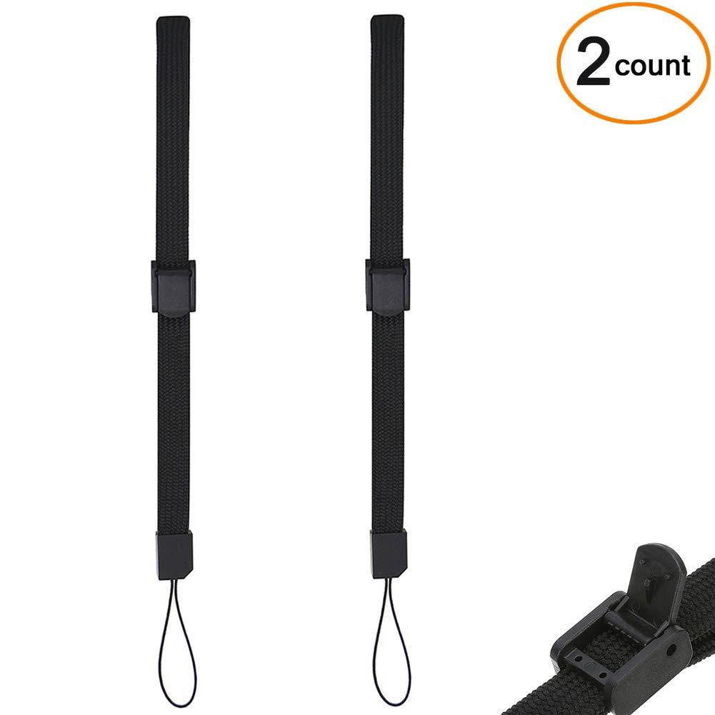 Hand Wrist Strap Lanyard, 2 Pieces Universal Wristlet Wristband with Adjustable Slider Lockfor Nintendo Wii Remote Controller Mobile Phone MP3 Digital Camera USB Flash Drive Black