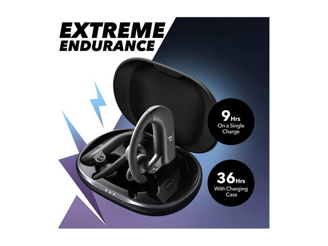 Anker Soundcore Spirit X2, True Wireless Earbuds, Body-Moving Bass, IP68 Sweatproof, 36H Playtime, Fast Charge, Secure Earhooks, Bluetooth 5, CVC 8.0 Clear Calls, Sports Earphones for Gym, Sport