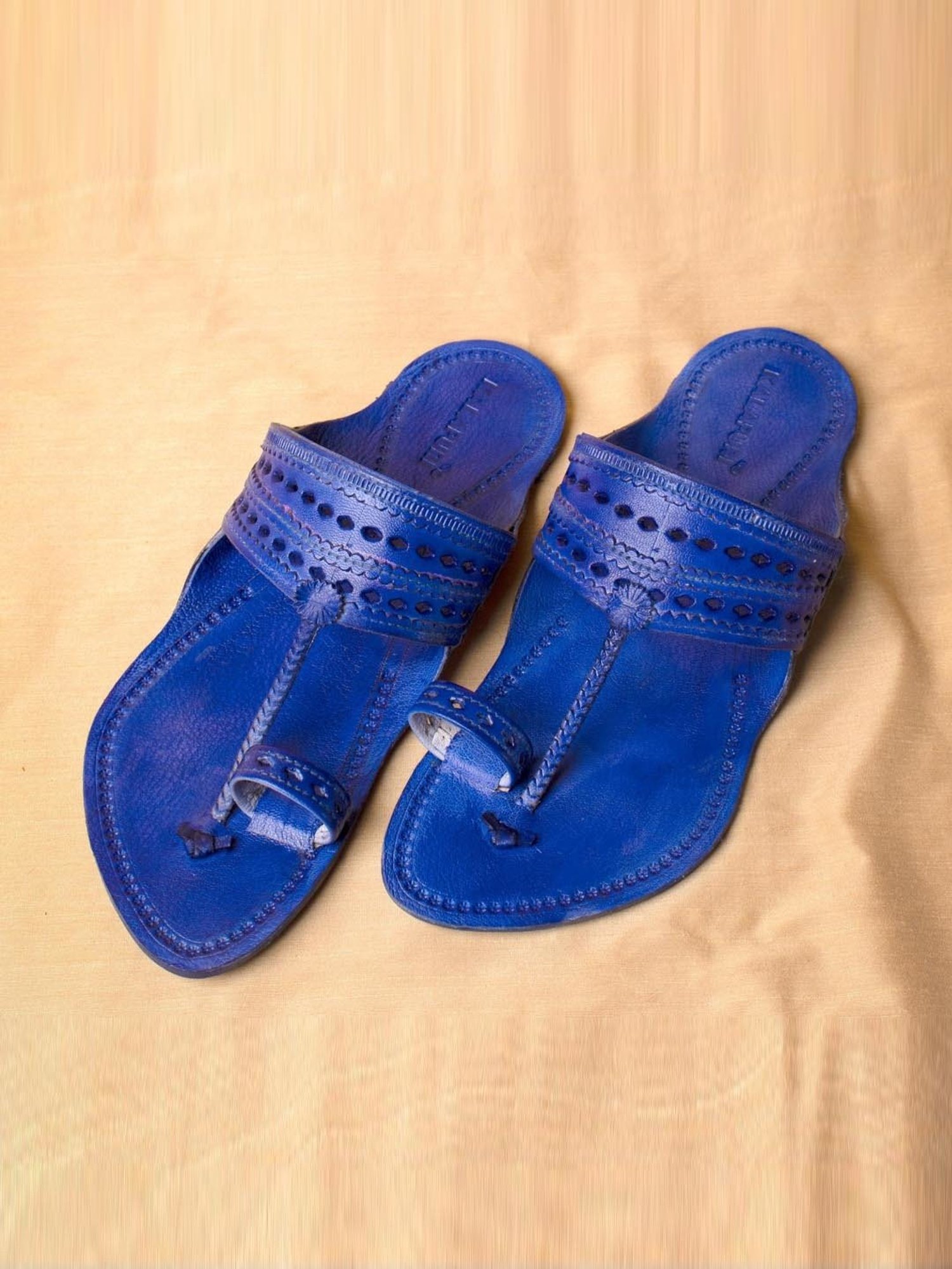 Kalapuri Men's Royal Blue Kolhapuri Sandals