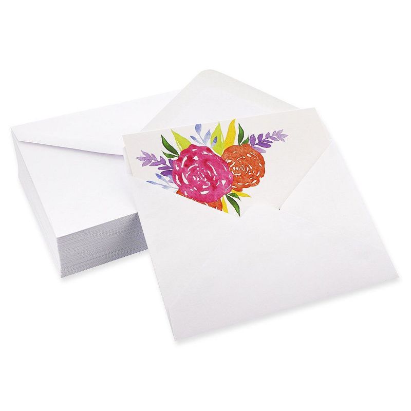 Sustainable Greetings 120-Pack White Watercolor Floral Thank You Notes Greeting Cards Bulk Sets with Envelope 5.1 x 3.7 in
