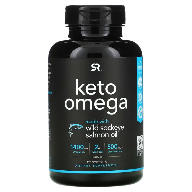 Sports Research Keto Omega with Wild Sockeye Salmon Oil, 120 Softgels, Omegas and Fish Oil