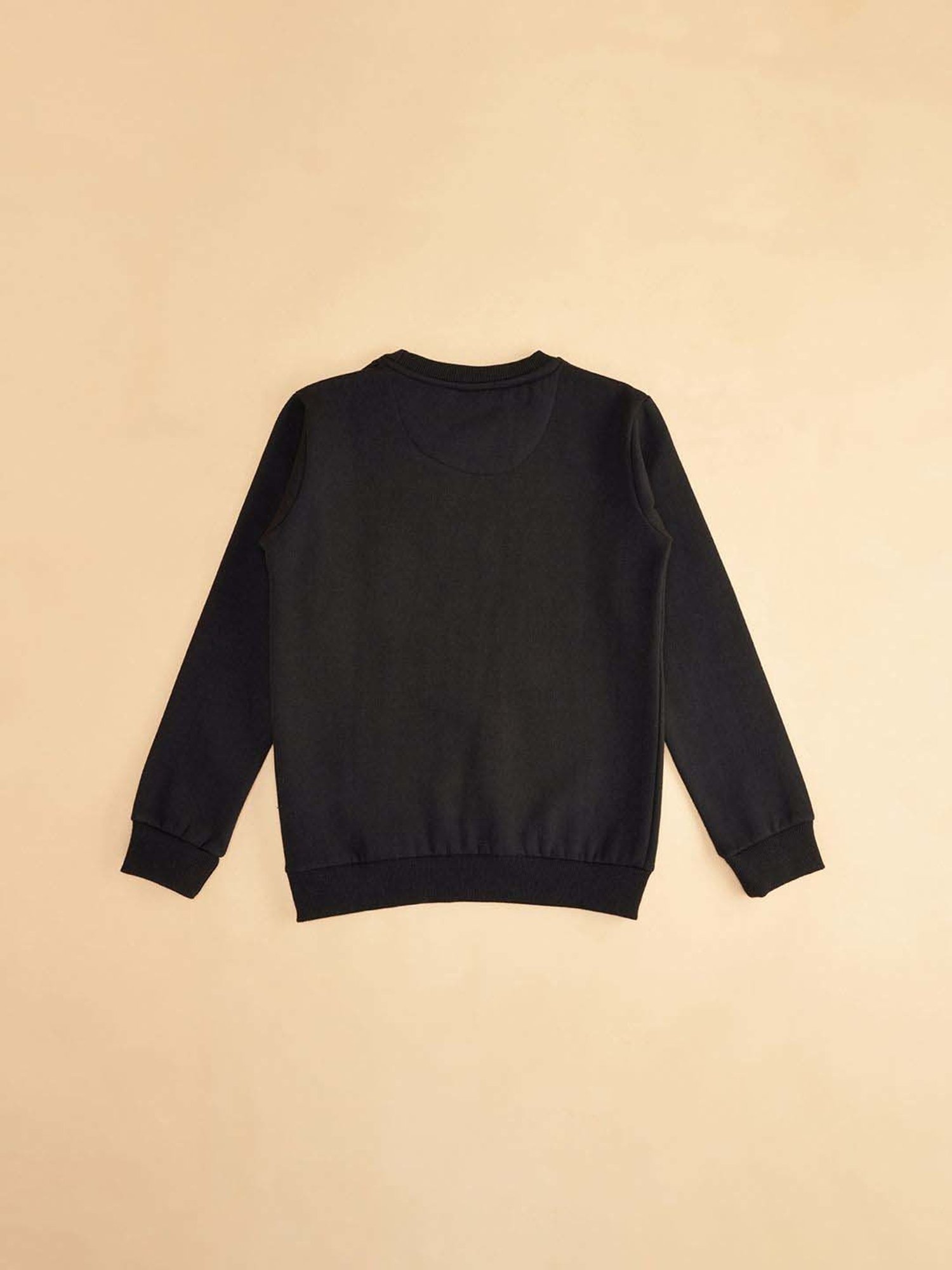 YU by Pantaloons Kids Black Printed Full Sleeves Sweatshirt