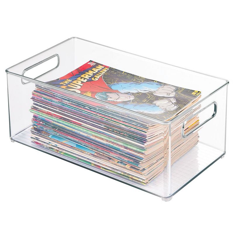 mDesign Plastic Home Storage Organizer Bin, 14.5" Long, 2 Pack - Clear
