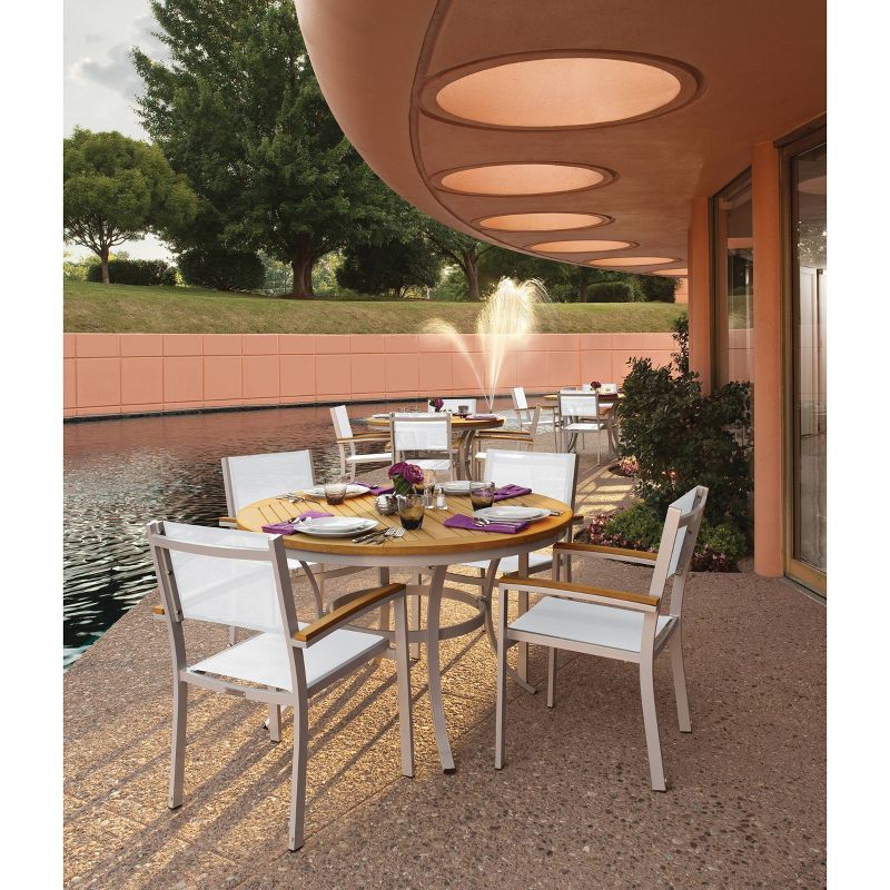 Travira 2pk Sling Armchair with Natural Teakwood Armcaps - Natural - Oxford Garden