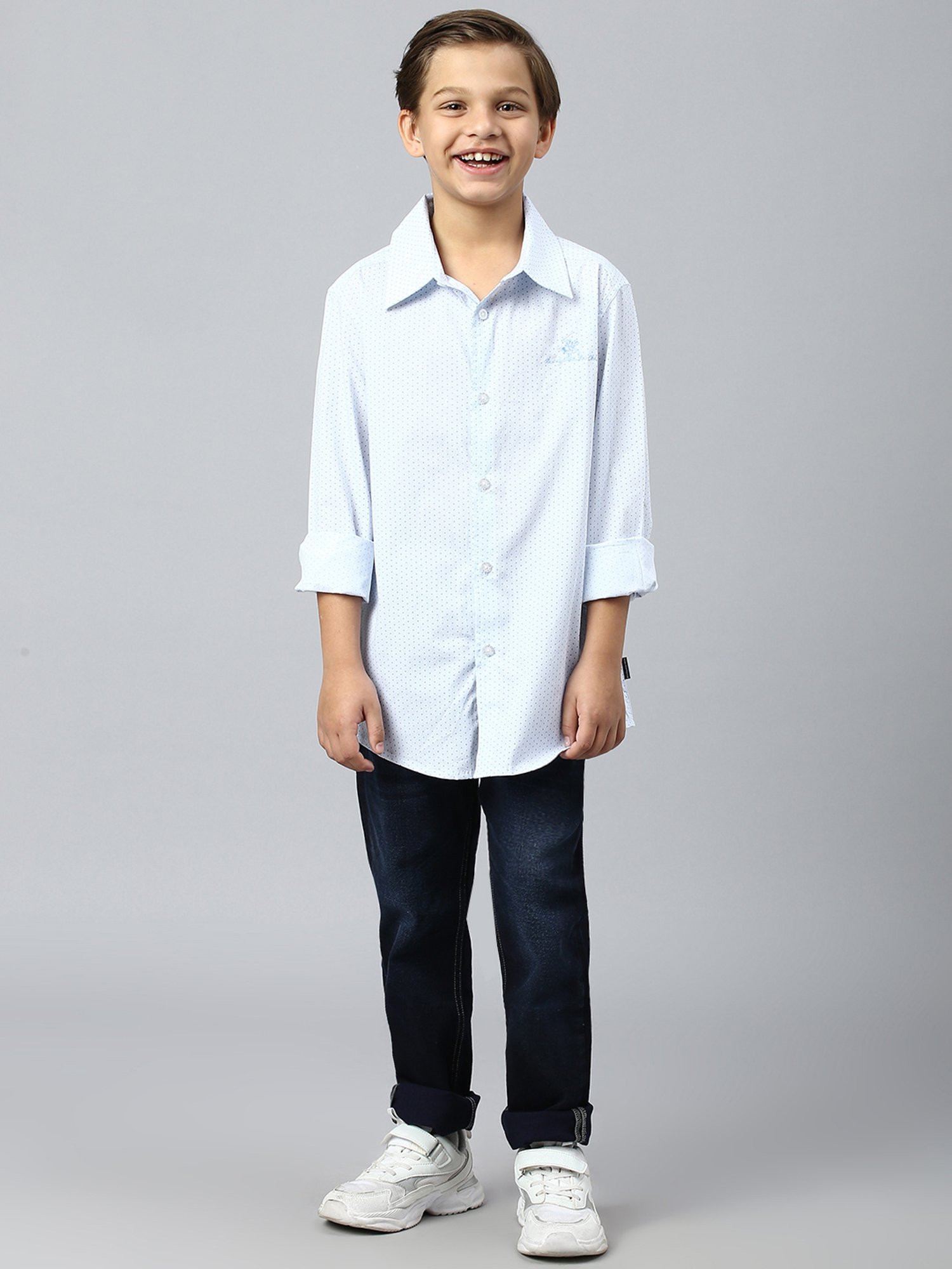 Beverly Hills Polo Club Kids Light Blue Printed Full Sleeves Shirt