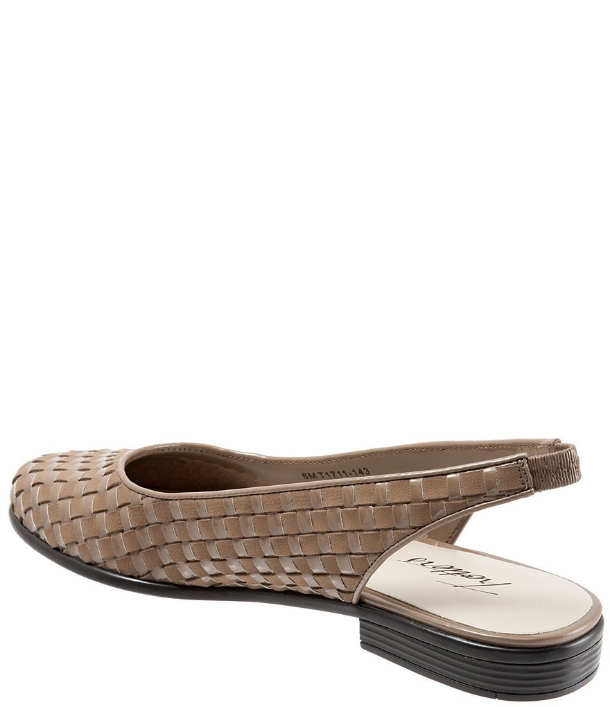 Trotters Lucy Woven Suede And Patent Leather Slingback Flats