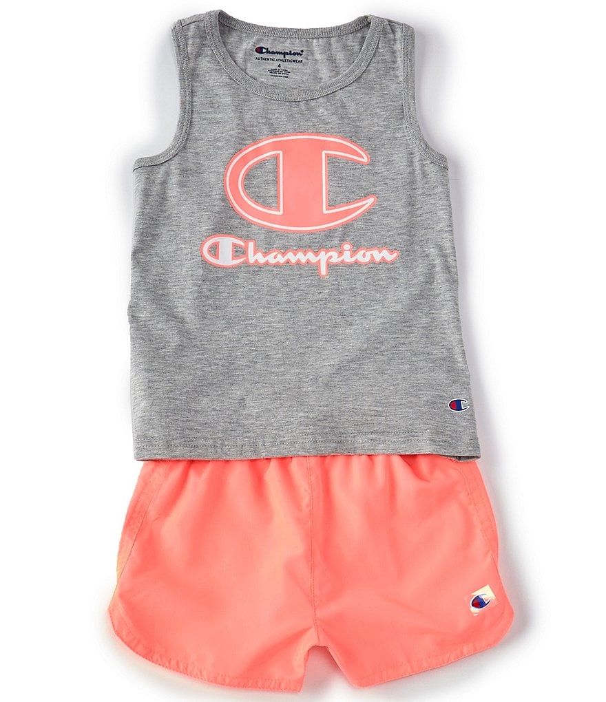 Champion Little Girls 2T-6X Script Logo Tank Top & Short Set