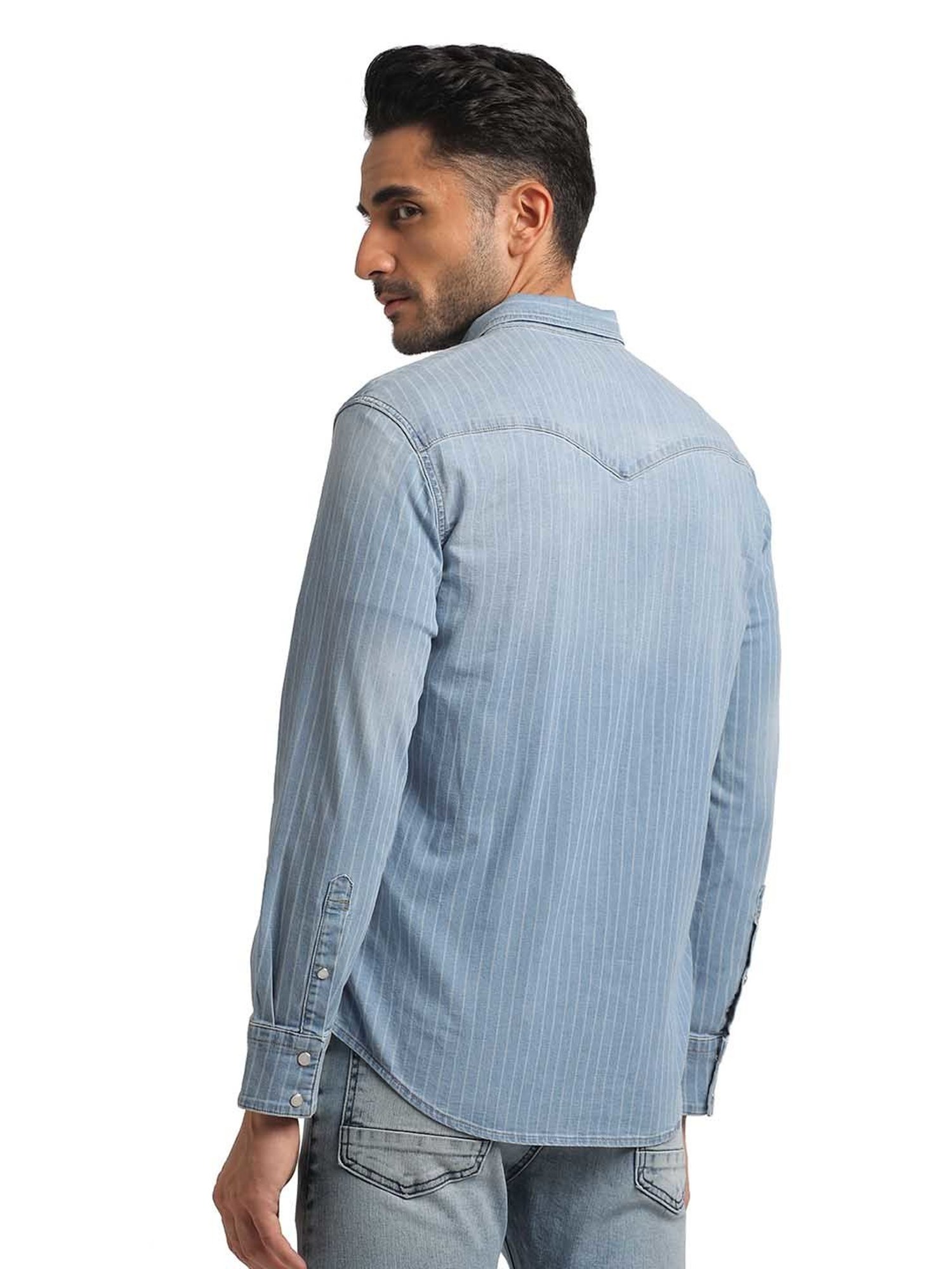 EVERBLUE Light Blue Regular Fit Shirt