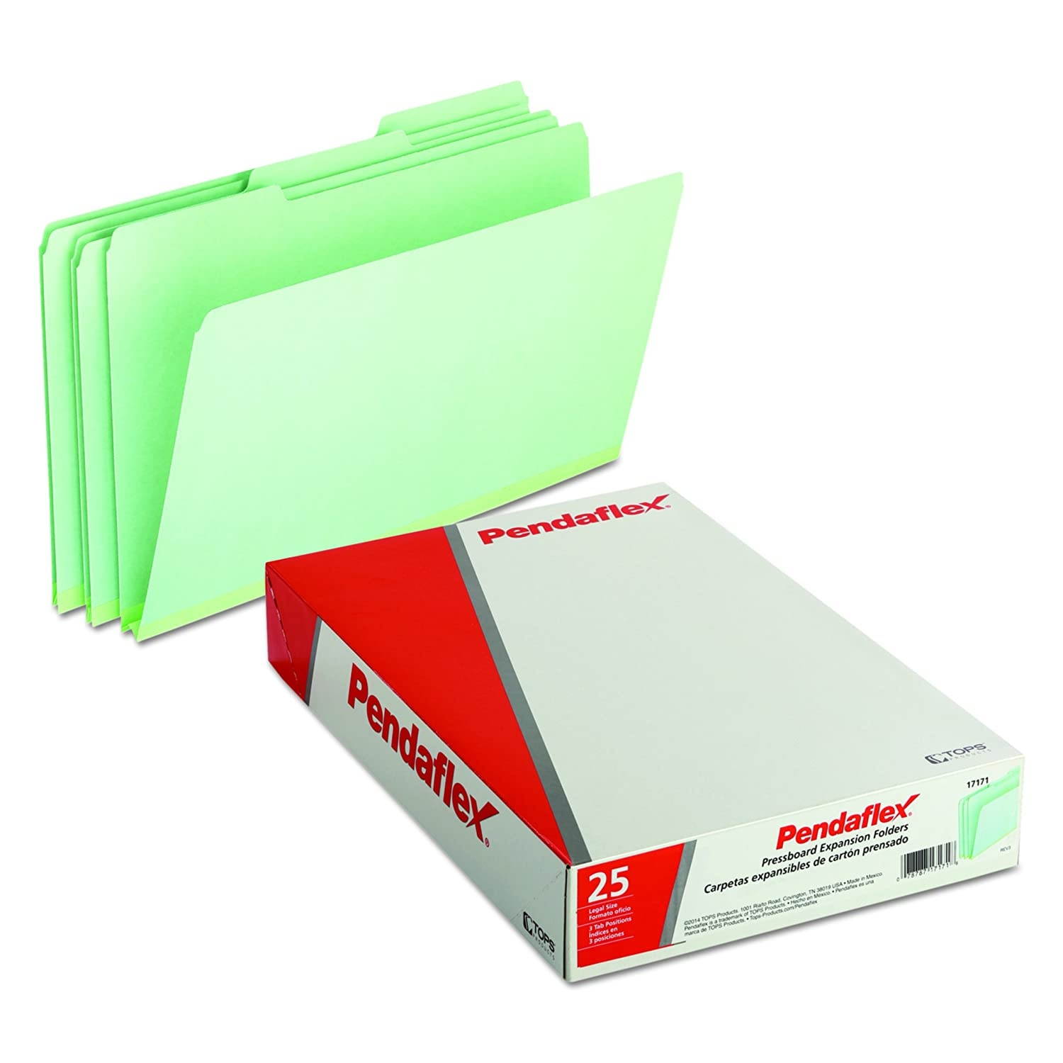 Pendaflex 17171 Pressboard Expanding File Folders, 1/3 Cut Top Tab, Legal, Green (Box of 25)