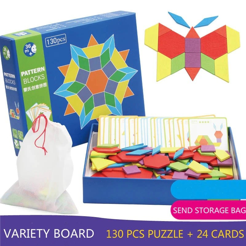 Jigsaw Puzzles Board Montessori Educational Wooden Colorful Baby Learning Developing Interaction Games Toys For Children Kids